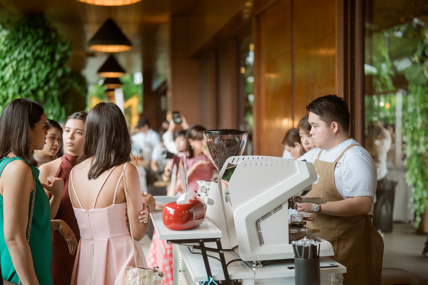 Serving guests at the cart